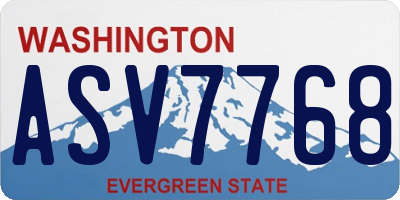 WA license plate ASV7768