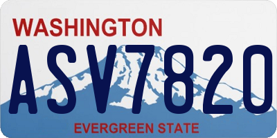 WA license plate ASV7820