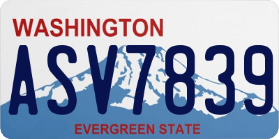 WA license plate ASV7839