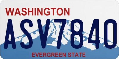 WA license plate ASV7840