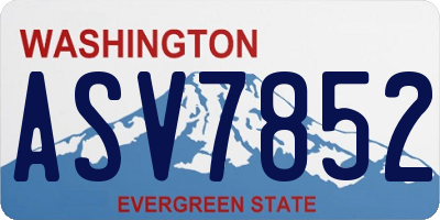 WA license plate ASV7852