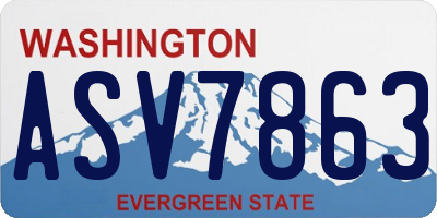 WA license plate ASV7863