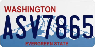 WA license plate ASV7865