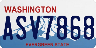 WA license plate ASV7868