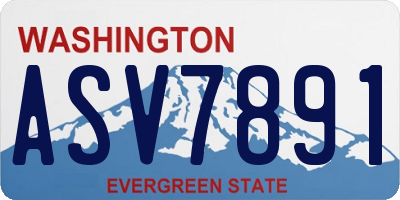 WA license plate ASV7891