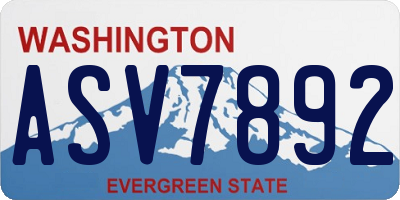 WA license plate ASV7892
