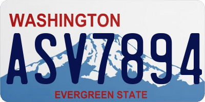 WA license plate ASV7894