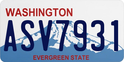WA license plate ASV7931