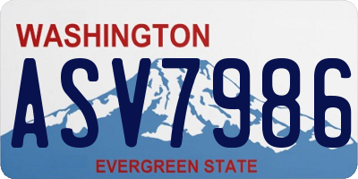 WA license plate ASV7986