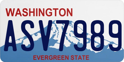 WA license plate ASV7989