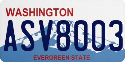 WA license plate ASV8003
