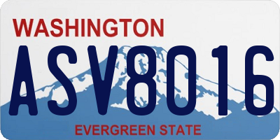 WA license plate ASV8016