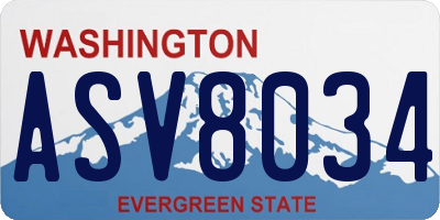 WA license plate ASV8034