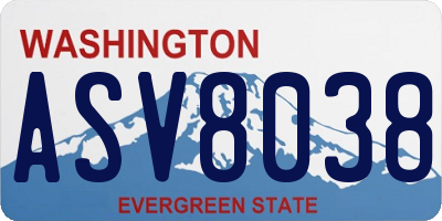 WA license plate ASV8038