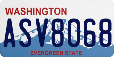 WA license plate ASV8068
