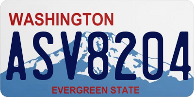 WA license plate ASV8204