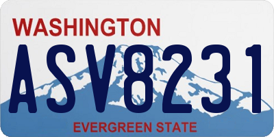 WA license plate ASV8231