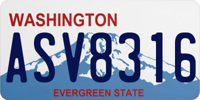 WA license plate ASV8316