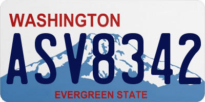 WA license plate ASV8342