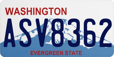 WA license plate ASV8362