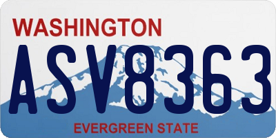 WA license plate ASV8363