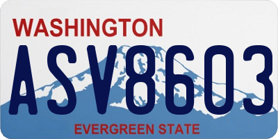 WA license plate ASV8603