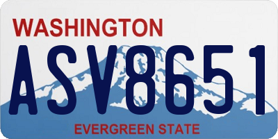 WA license plate ASV8651