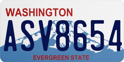 WA license plate ASV8654
