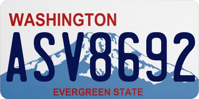 WA license plate ASV8692