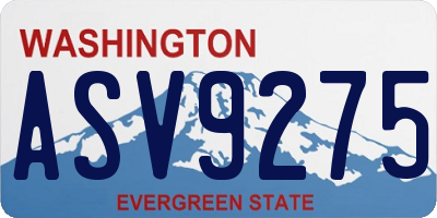WA license plate ASV9275