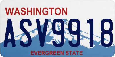 WA license plate ASV9918