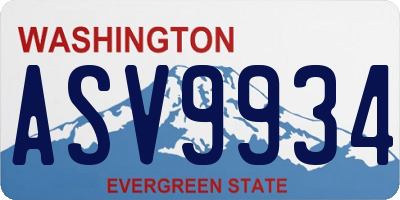 WA license plate ASV9934