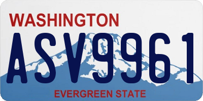 WA license plate ASV9961