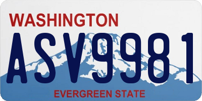 WA license plate ASV9981
