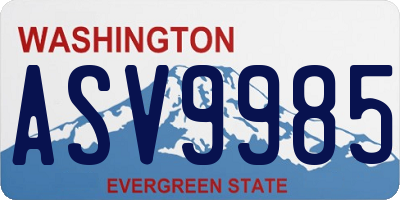 WA license plate ASV9985