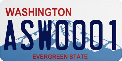 WA license plate ASW0001