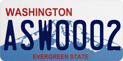 WA license plate ASW0002