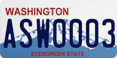 WA license plate ASW0003