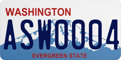 WA license plate ASW0004