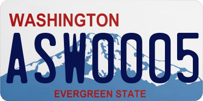 WA license plate ASW0005