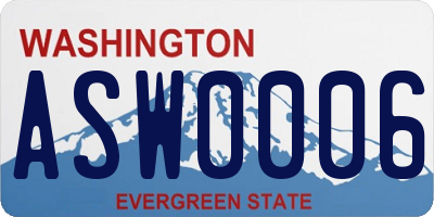 WA license plate ASW0006