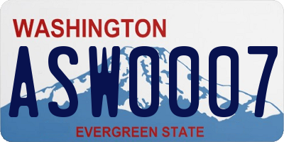 WA license plate ASW0007