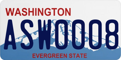 WA license plate ASW0008