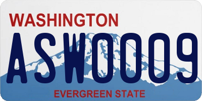 WA license plate ASW0009