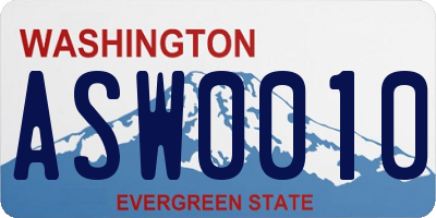 WA license plate ASW0010