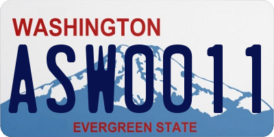WA license plate ASW0011