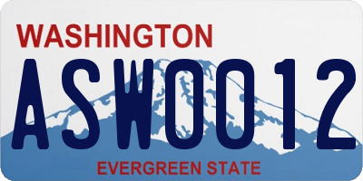 WA license plate ASW0012