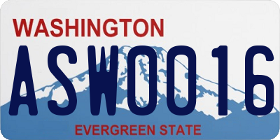 WA license plate ASW0016