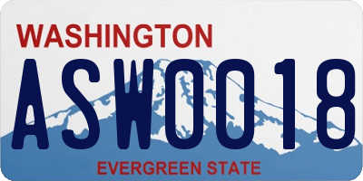 WA license plate ASW0018