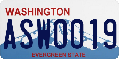 WA license plate ASW0019